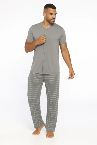 Pijama Masculino com botões em Malha Fria Premium