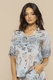 Pijama Feminino Cetim Premium Fosco Estampado Confortável Manga Curta Azul Elegante