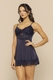 Camisola Curta de Alça com Renda Feminina Liganete Toque Gelado Leve Sensual