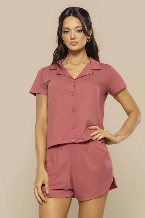 Pijama Americano Feminino Short Lyocell Premium Toque Sedoso