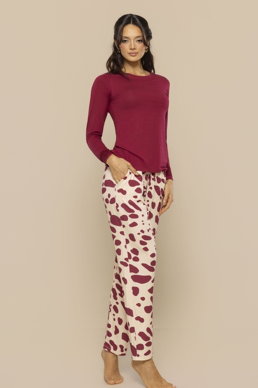 Pijama Longo Feminino Viscose Leve Respirável Toque Macio Conforto Elegante