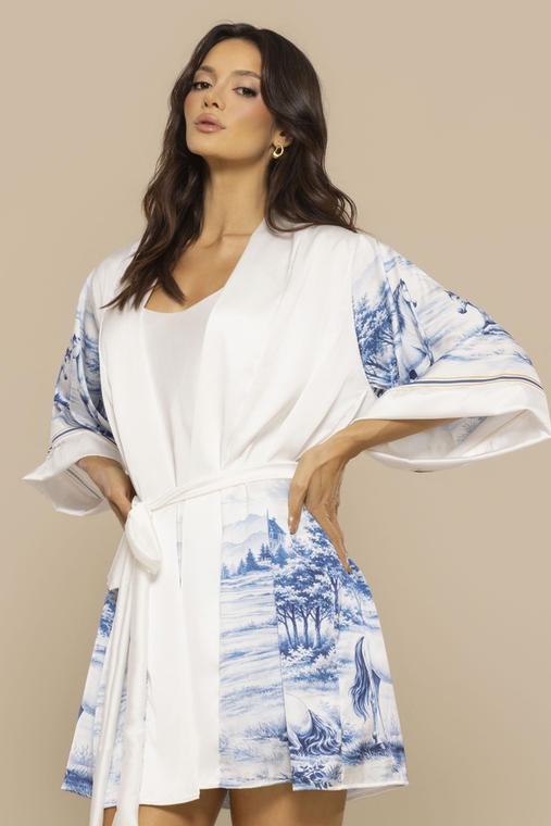 Robe Curto em Cetim Feminino Luxo Toque Sedoso Leve Elegante
