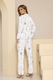 Pijama Americano de Calça, Manga Longa e Botões ART.RENDA