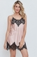 Camisola de cetim e renda chantilly