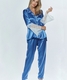 Pijama americano longo de cetim e renda