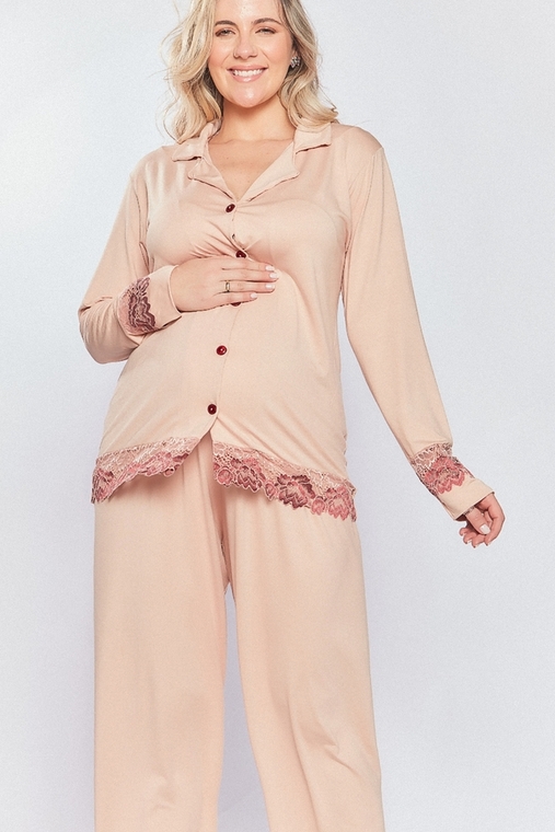 Pijama Maternidade Calça e blusa manga longa