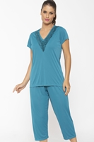 Pijama Feminino Corsário e manga curta em Liganete
