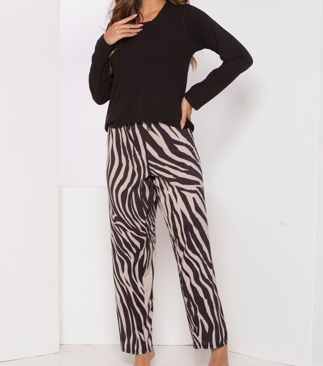 Pijama curto Blusa Canelada e calça cetim Premium